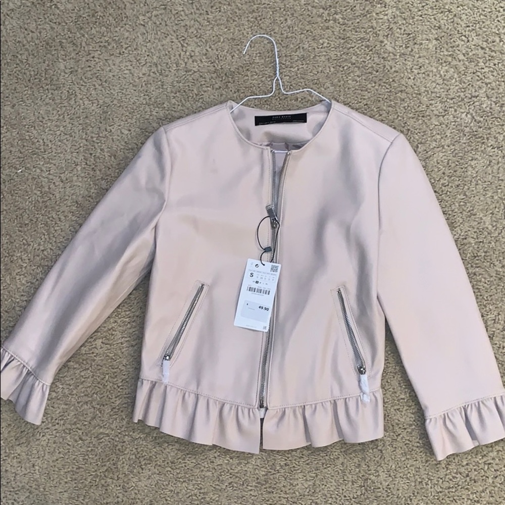 Zara Leather Jacket - Ruffle